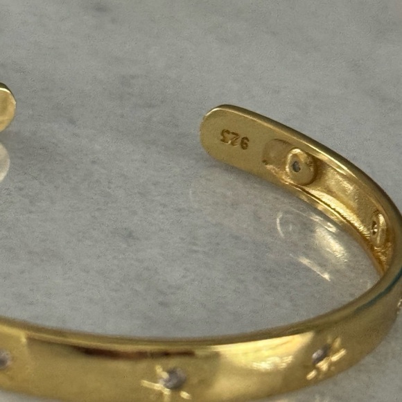 Gold Crystal Star Burst Engraved Bangle Bracelet 

Brand New - Picture 4 of 5